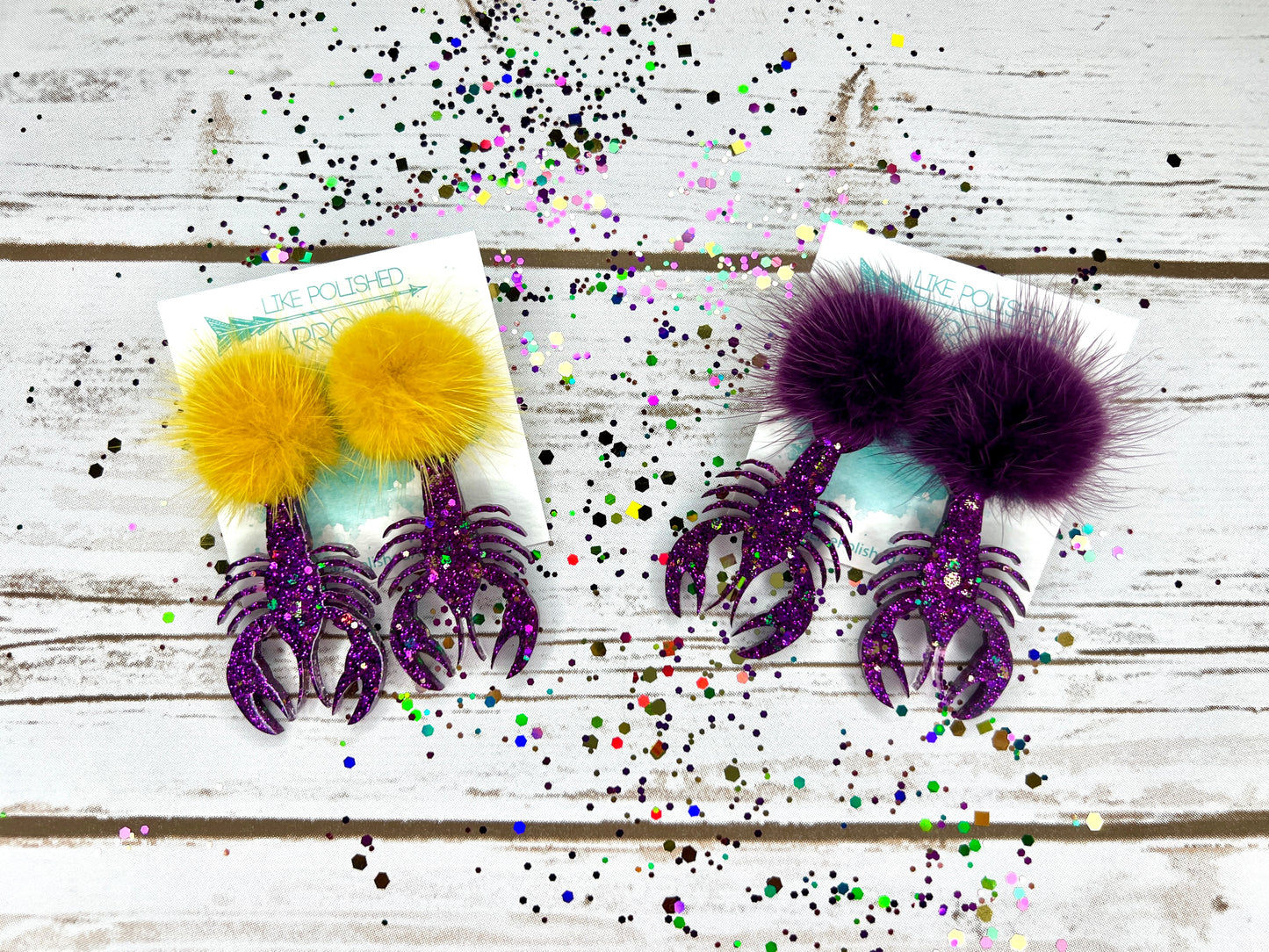 Mardi Gras Glitter Crawfish