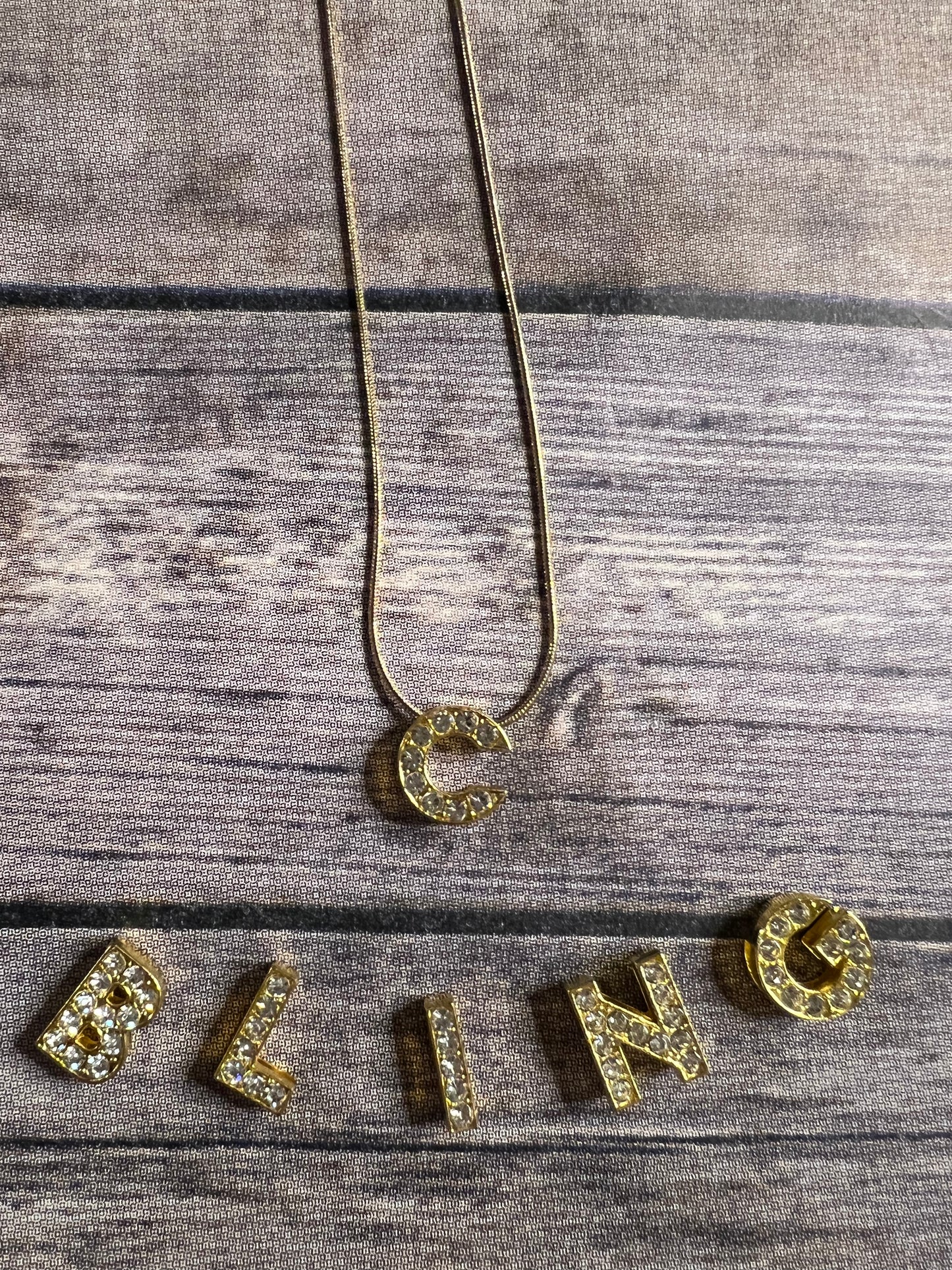 Rhinestone Initial Slide Necklace