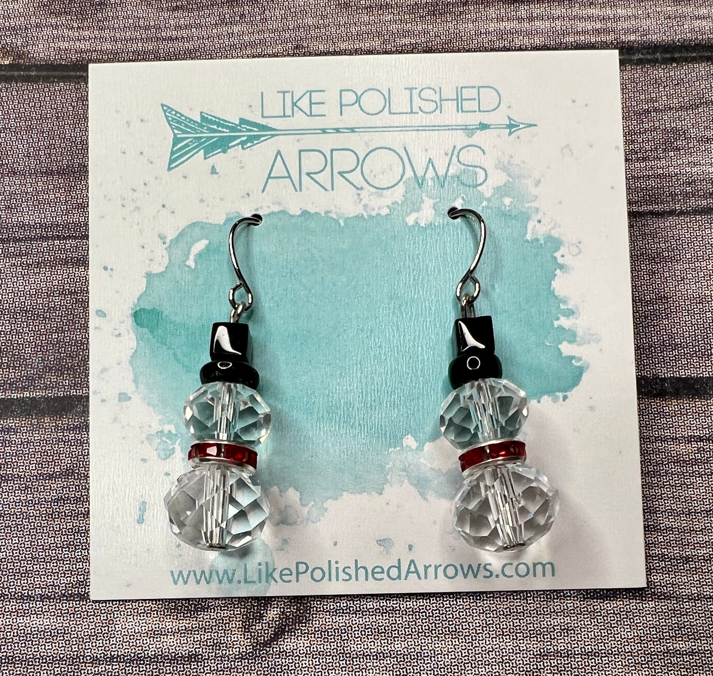 Christmas Snowman Crystal Bead Rhinestone Earrings