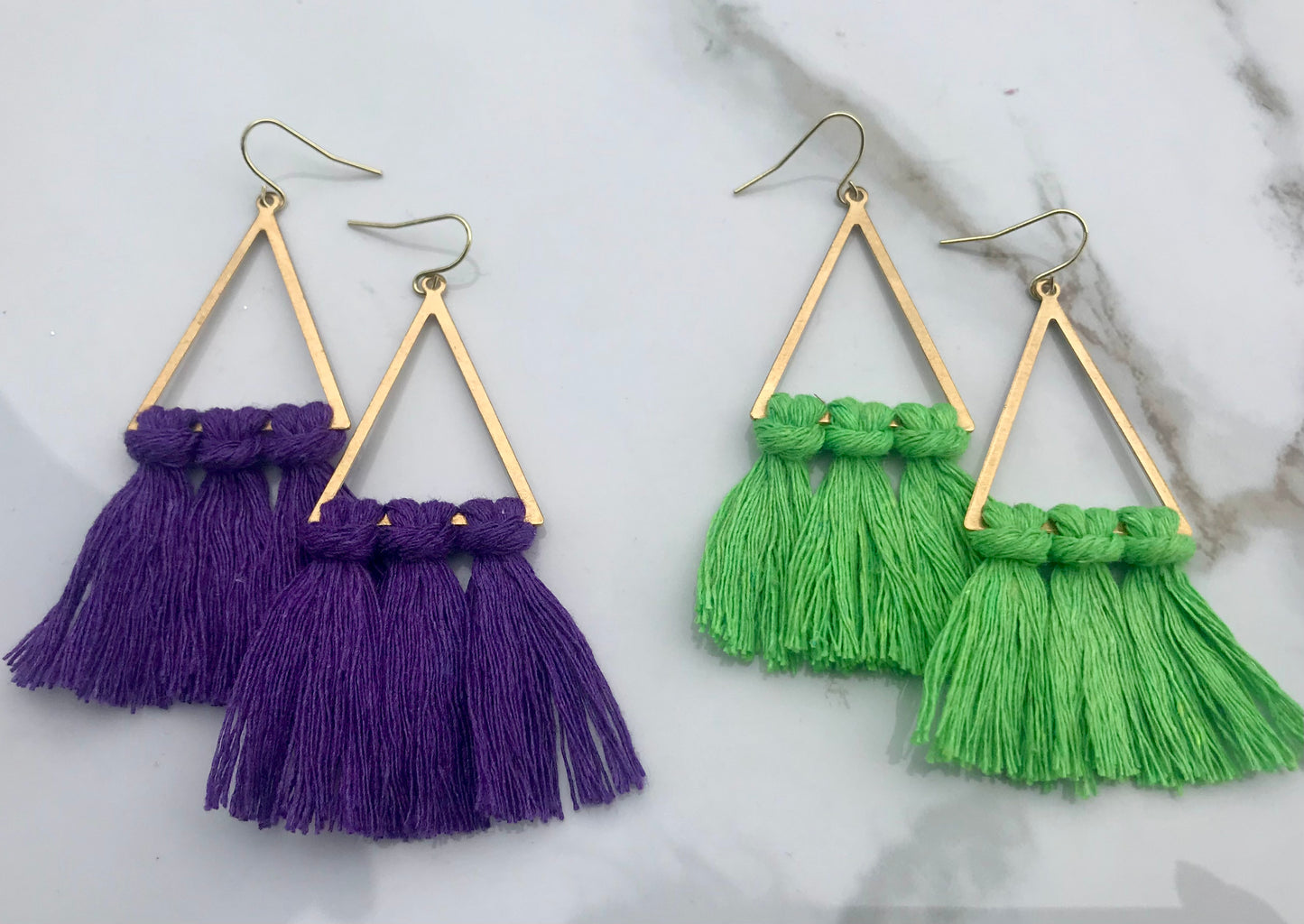 Triangle Macrame' Fringe Earrings