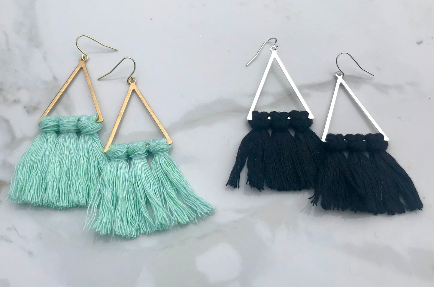 Triangle Macrame' Fringe Earrings