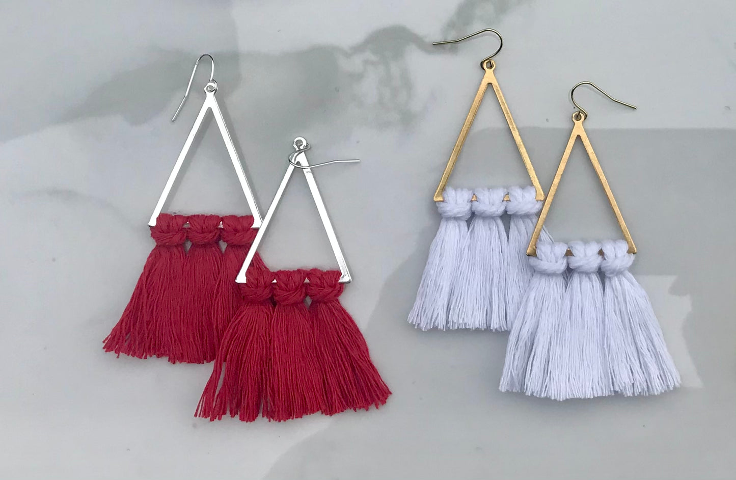 Triangle Macrame' Fringe Earrings