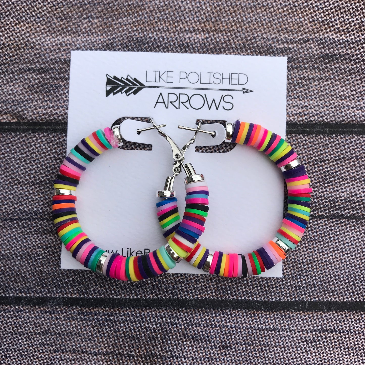 Multicolored Heishi Hoops