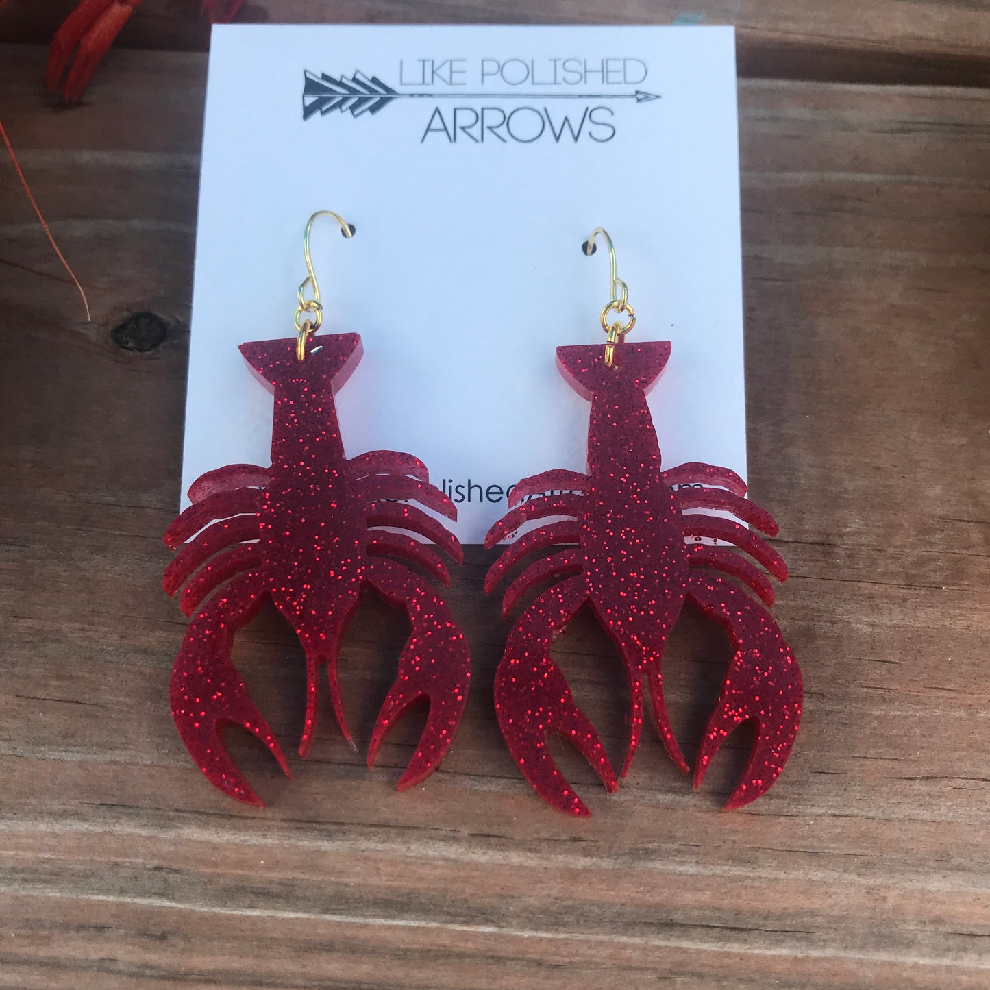 Glitter Resin Crawfish Earrings