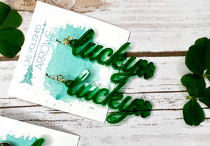Acrylic Lucky St. Patrick’s Day Word Earrings