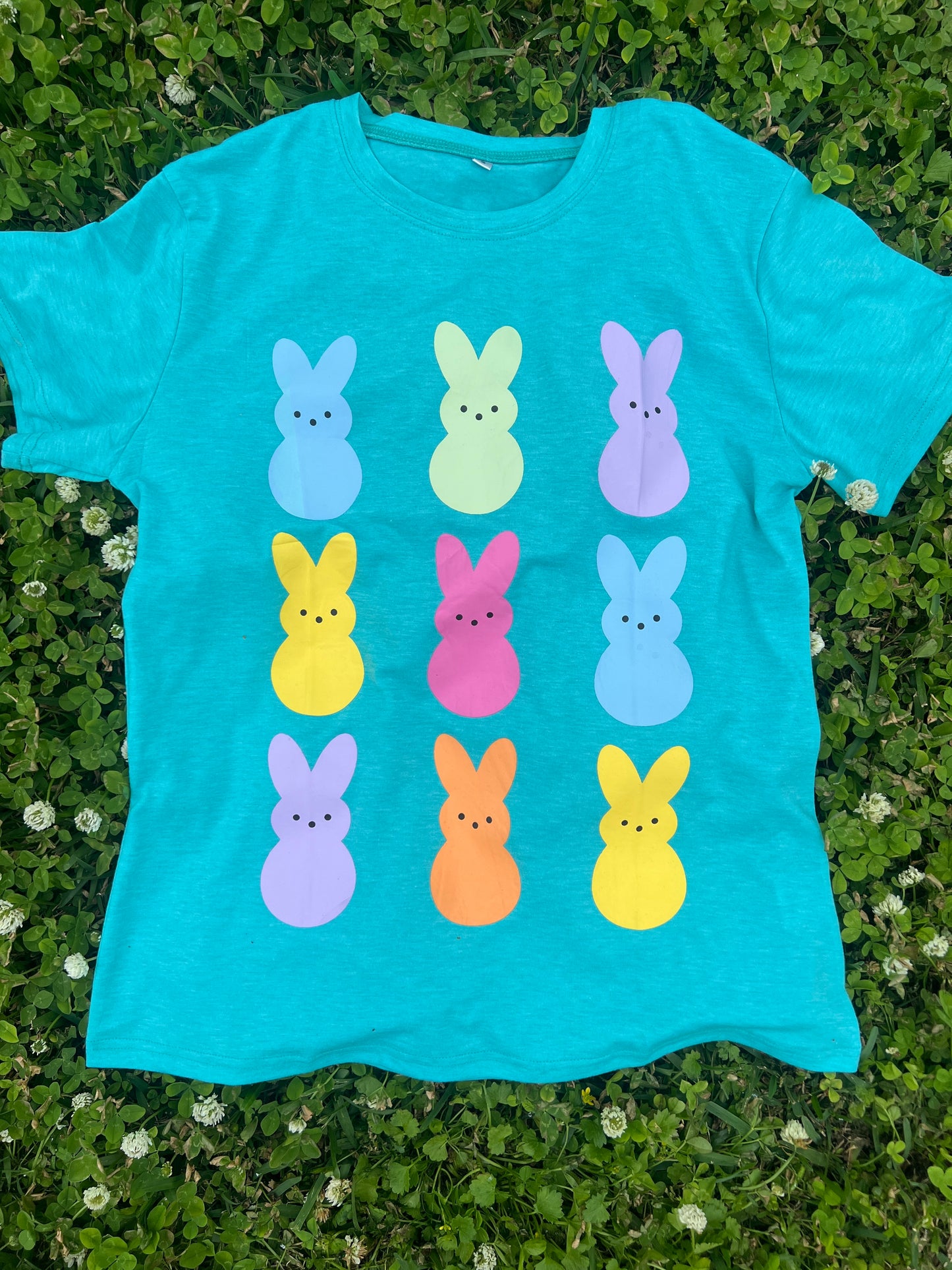Easter Peep Bunny Short Sleeve Teal T-shirt