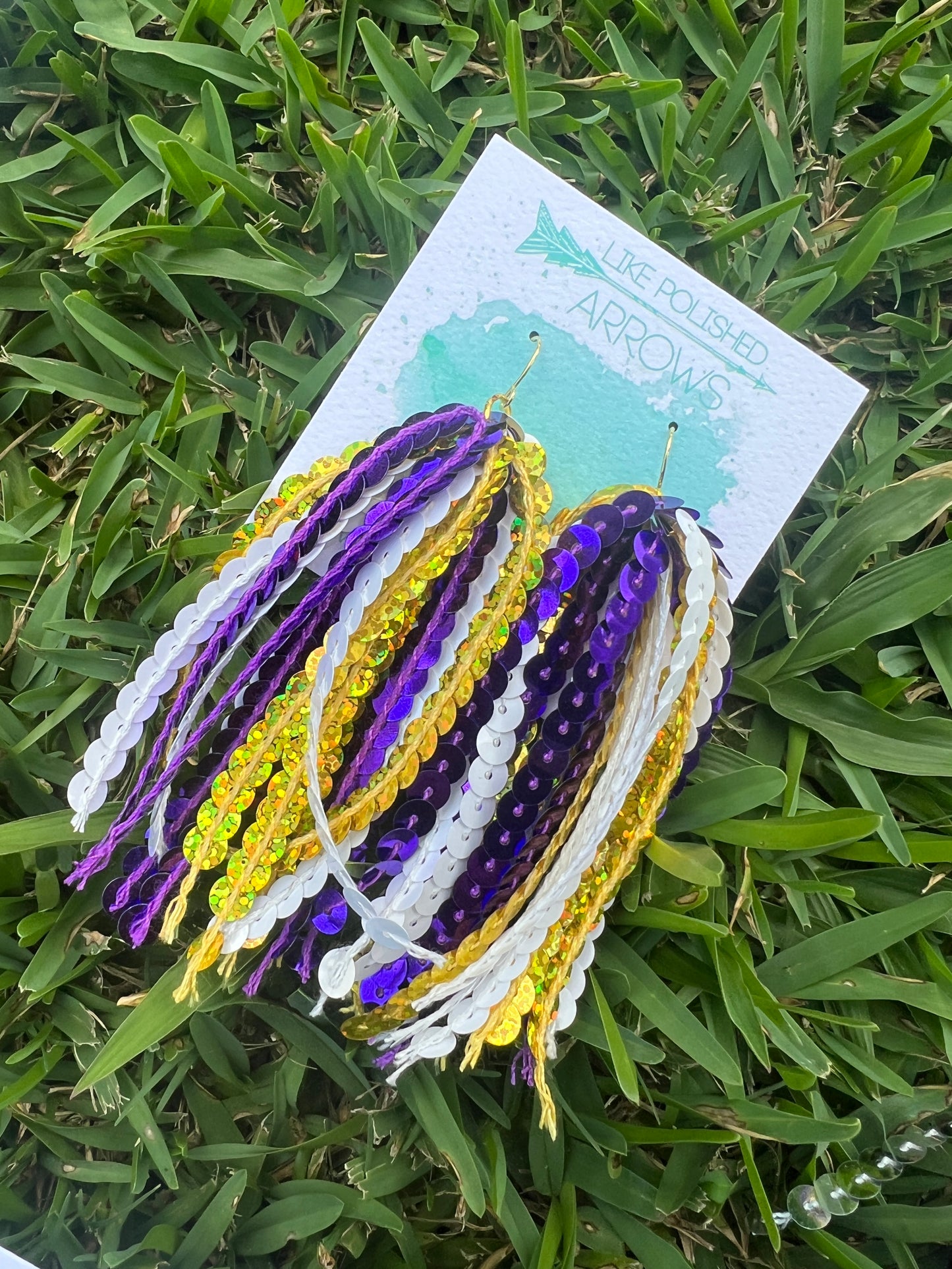 Sequin Ribbon Dangle Earrings in School Spirit Colors