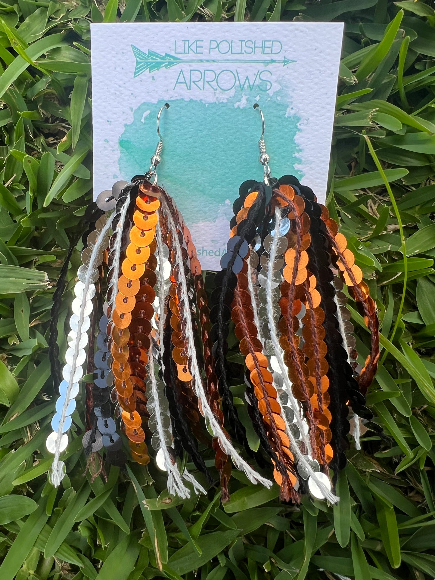 Sequin Ribbon Dangle Earrings in School Spirit Colors