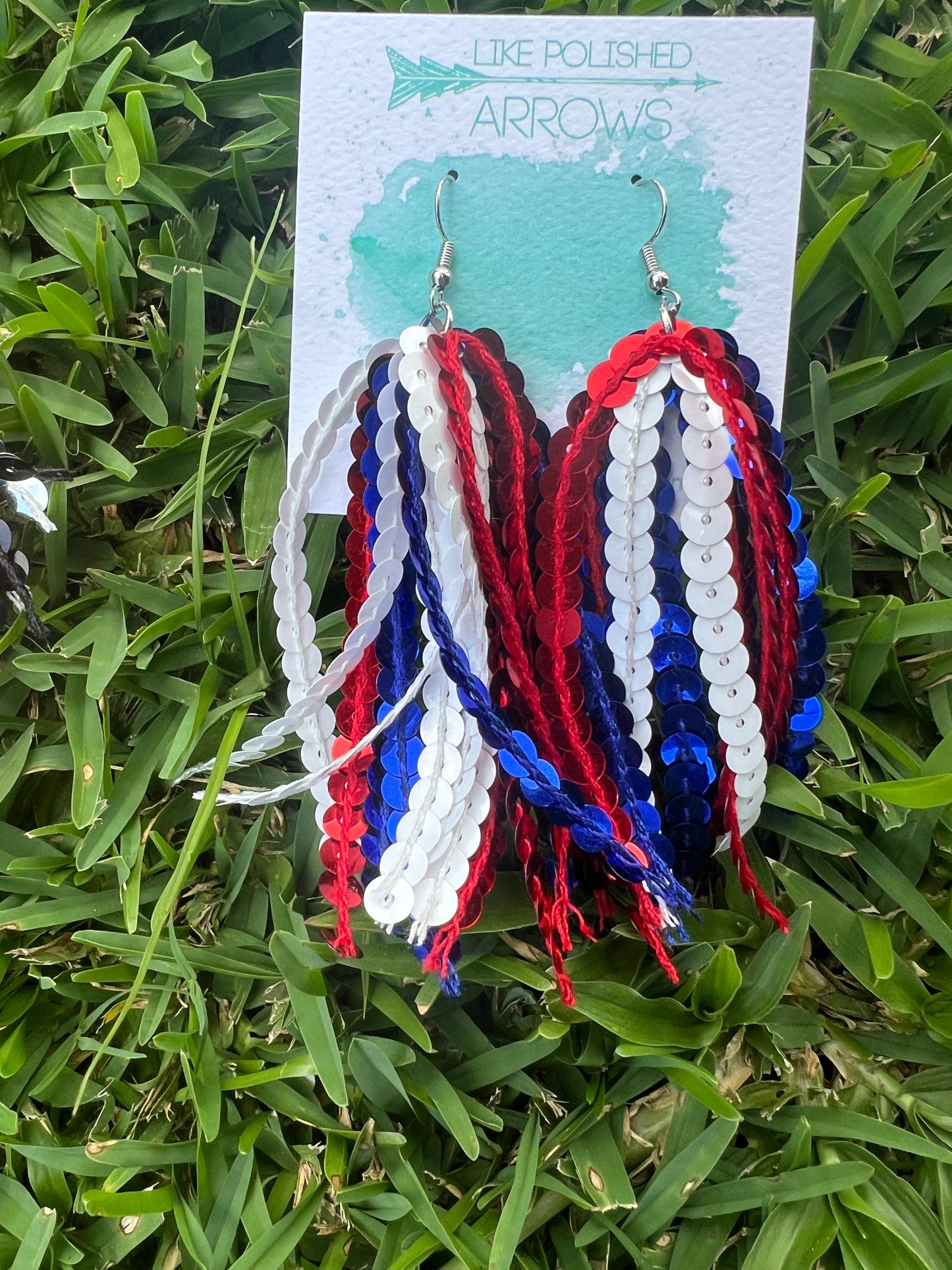 Sequin Ribbon Dangle Earrings in School Spirit Colors