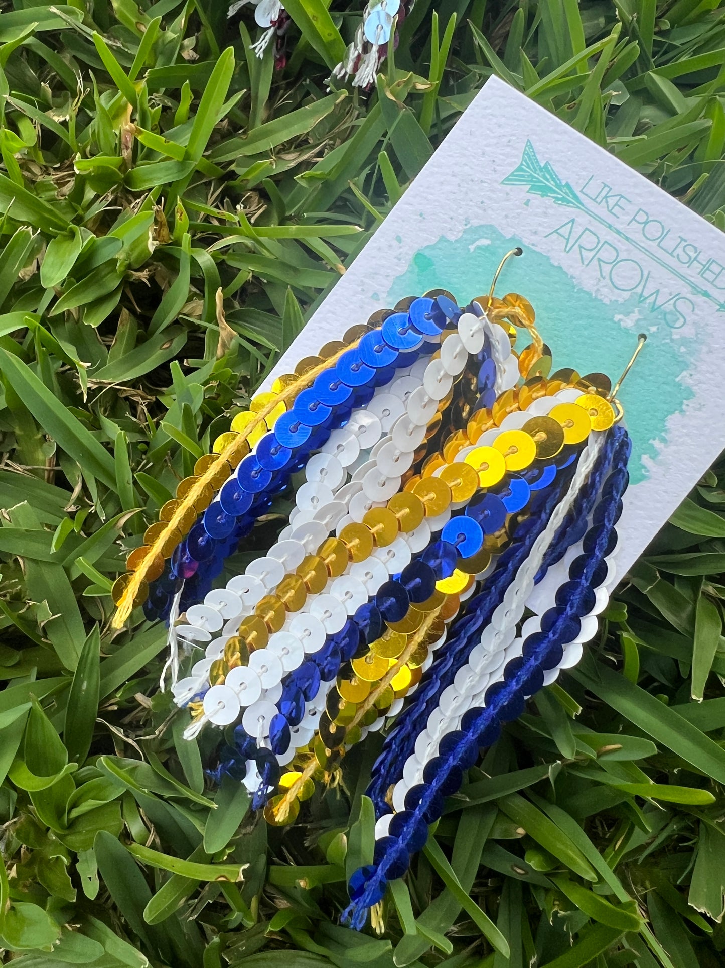 Sequin Ribbon Dangle Earrings in School Spirit Colors