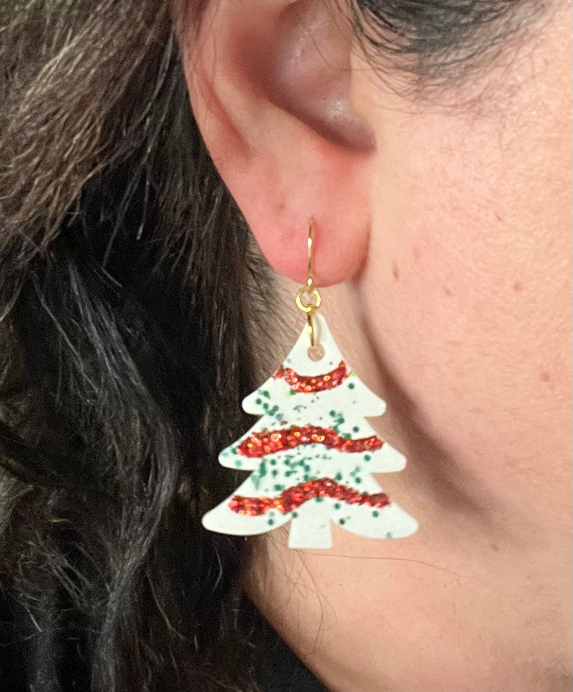 Christmas Tree Cake Dangle and Stud Earrings