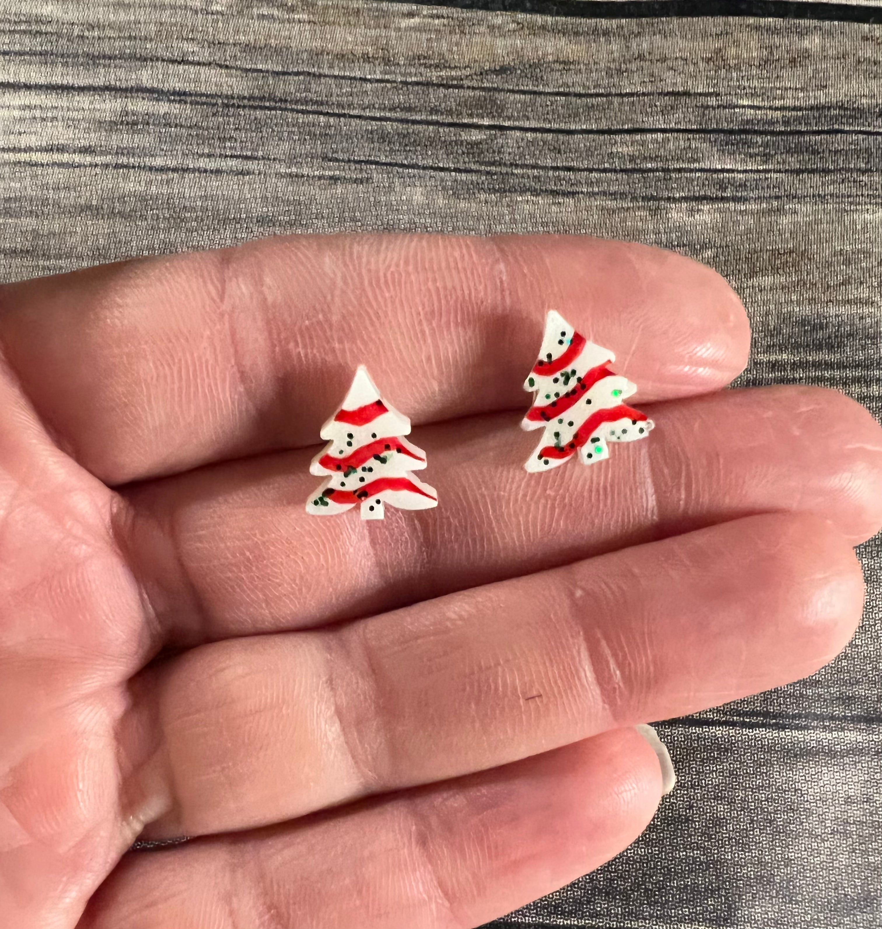 Christmas Tree Cake Dangle and Stud Earrings