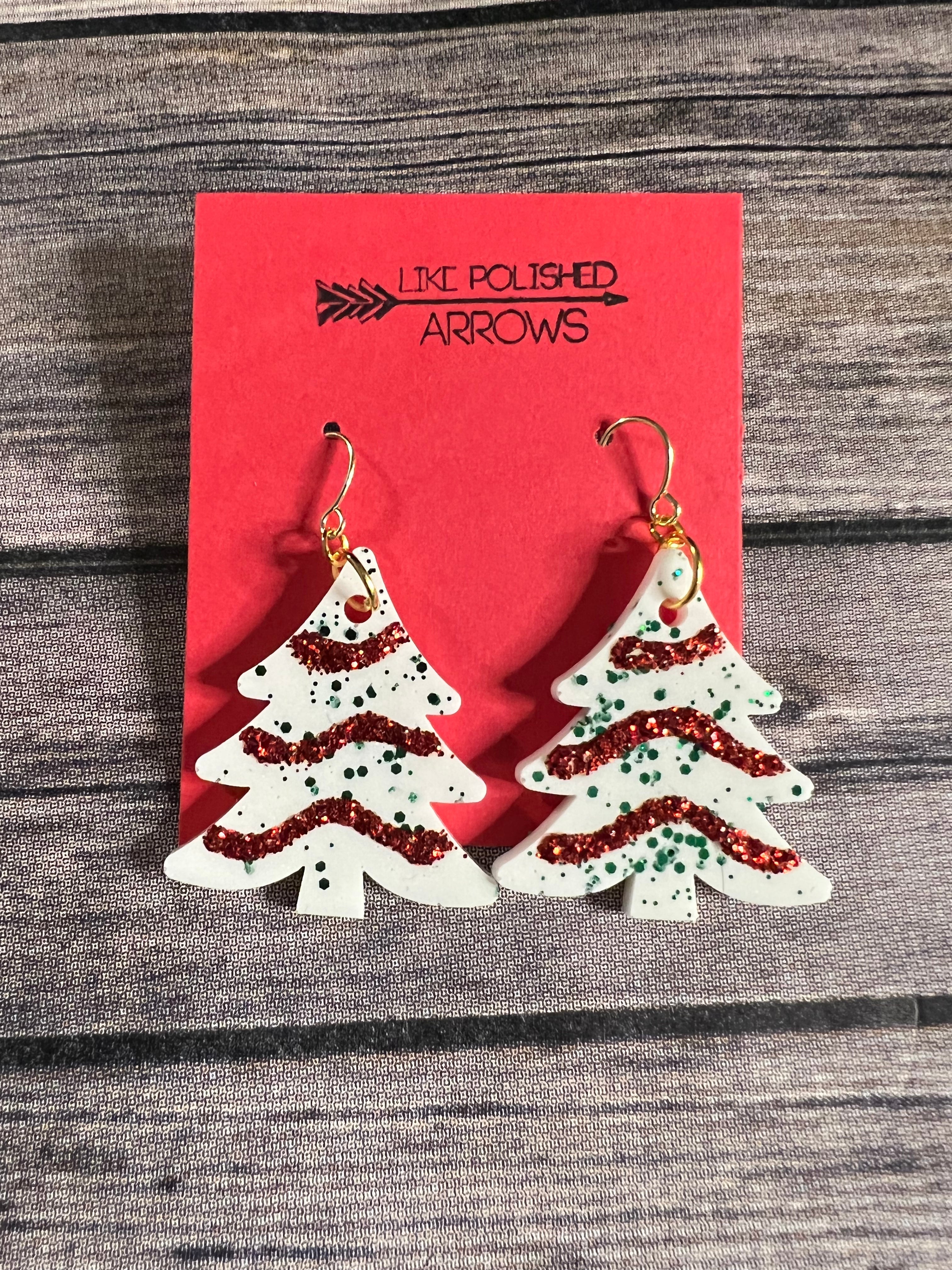 Christmas Tree Cake Dangle and Stud Earrings