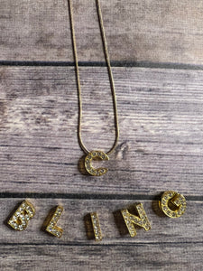 Rhinestone Initial Slide Necklace