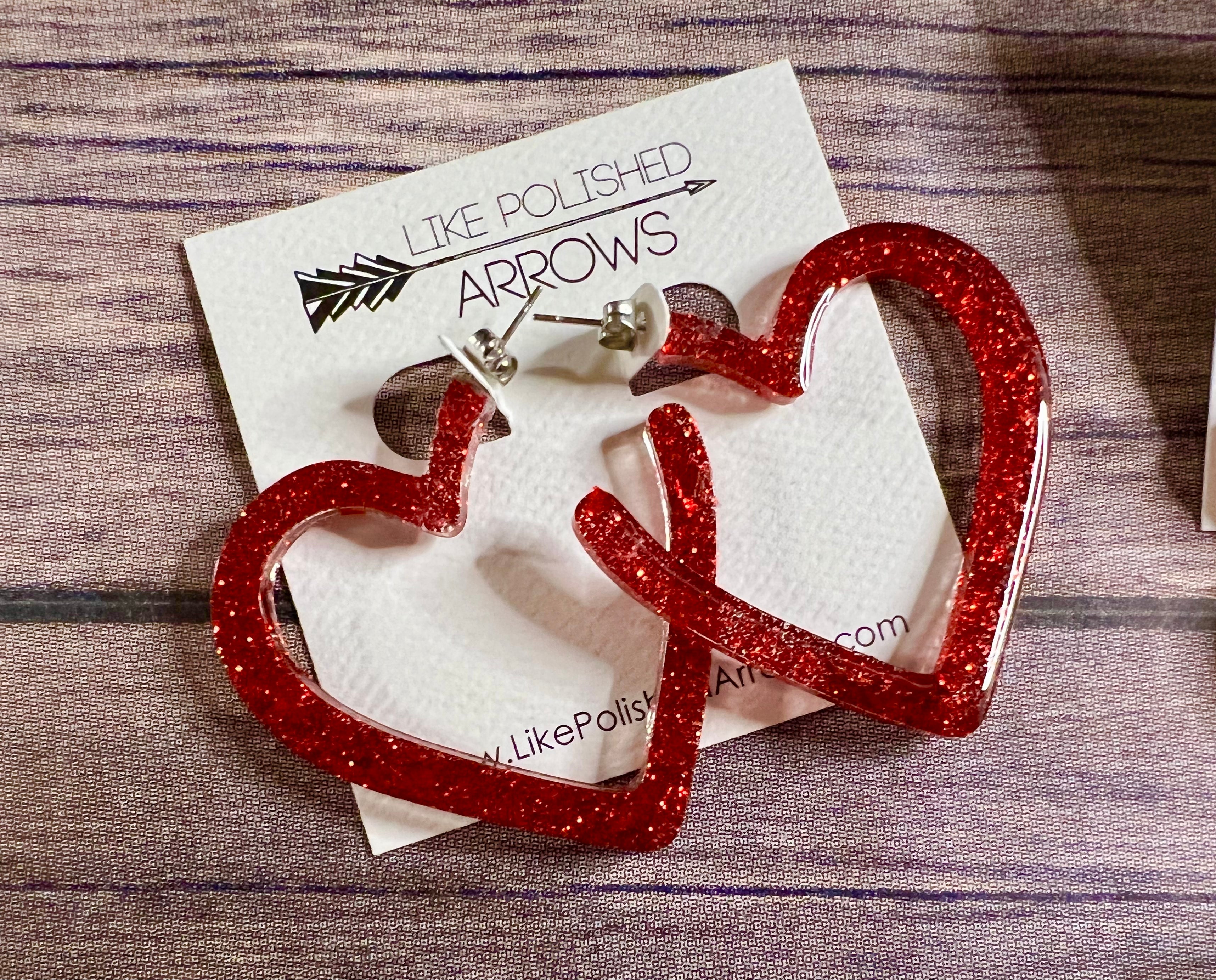 Valentines Day Glitter Hearts Lips Hoops and More!