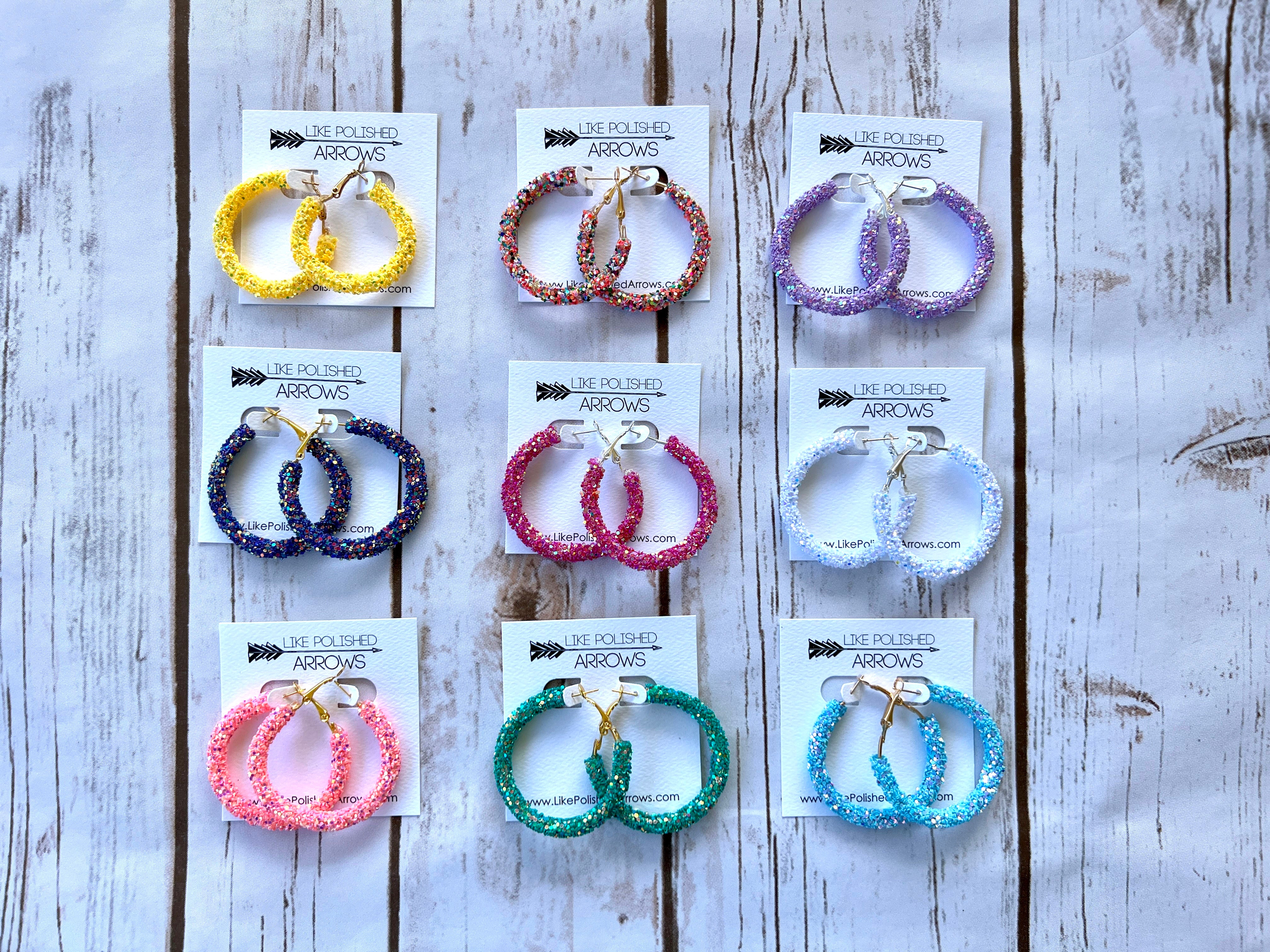 Bling Glitter Sequin Hoops in Many Colors