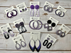 Dutchtown Purple Black and Silver Earrings
