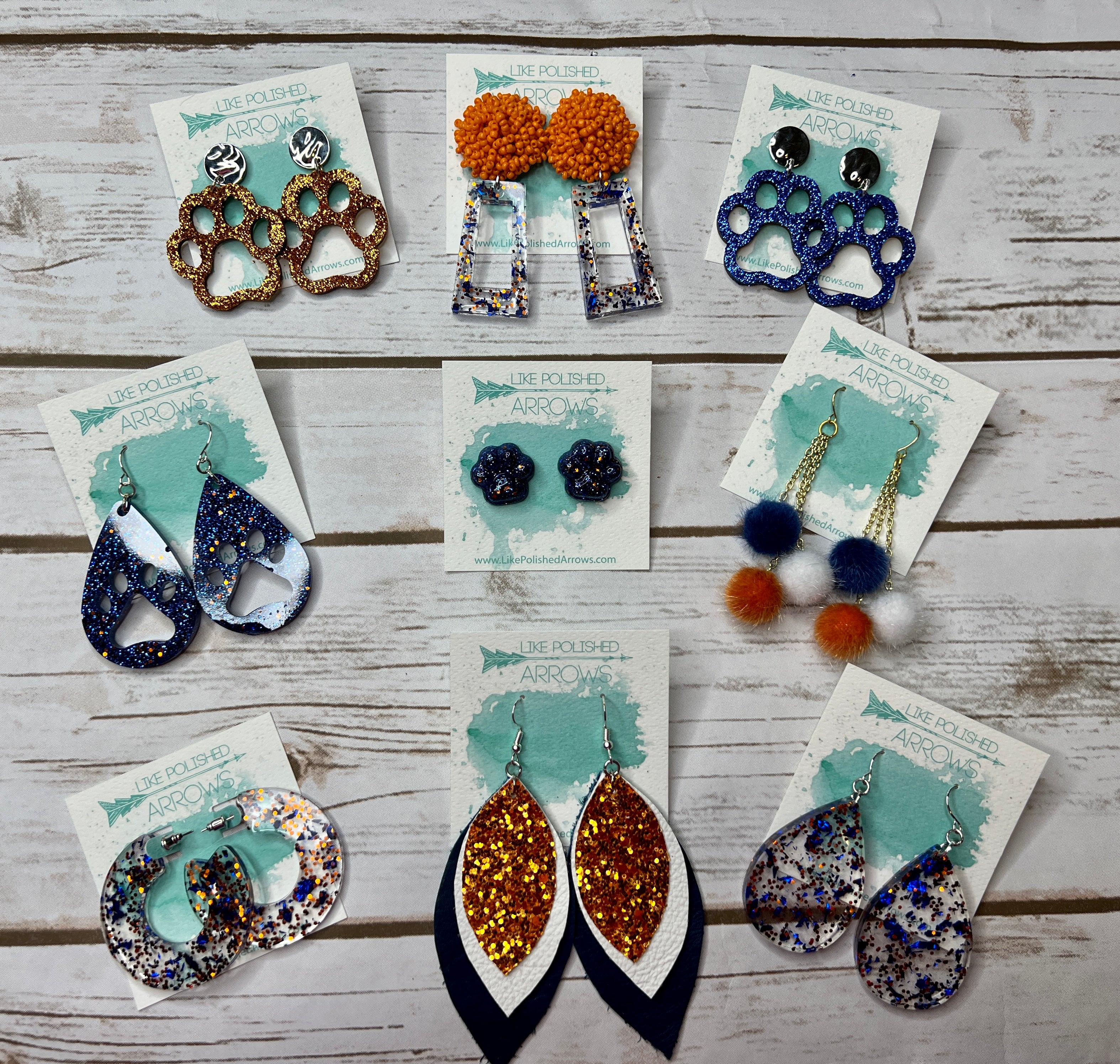 Prairieville Middle Blue and Orange Earrings Collection