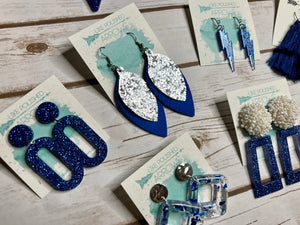 Blue and Silver School Colors Earrings