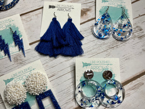 Blue and Silver School Colors Earrings