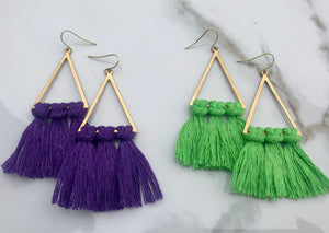 Triangle Macrame' Fringe Earrings