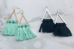 Triangle Macrame' Fringe Earrings