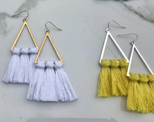 Triangle Macrame' Fringe Earrings