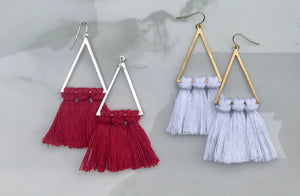 Triangle Macrame' Fringe Earrings