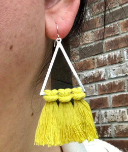 Triangle Macrame' Fringe Earrings