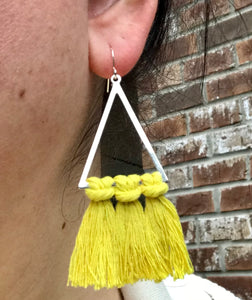 Triangle Macrame' Fringe Earrings