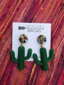 Cactus Resin Glitter Bead Earrings