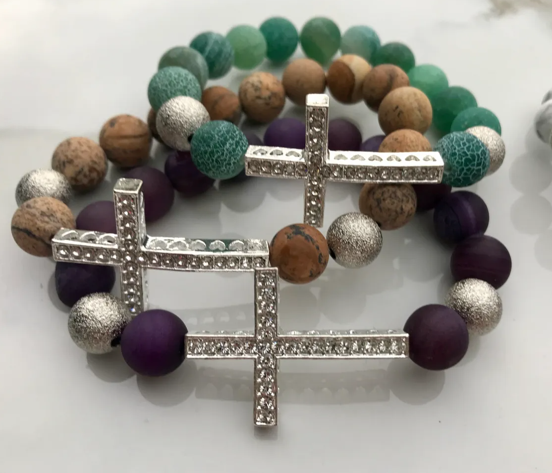 Crystal Cross Gemstone Bracelets