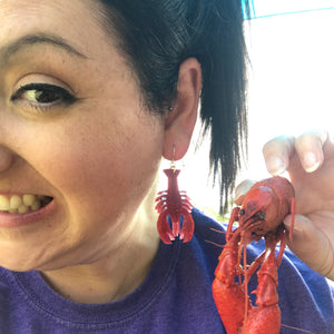 Glitter Resin Crawfish Earrings