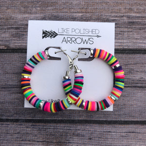 Multicolored Heishi Hoops