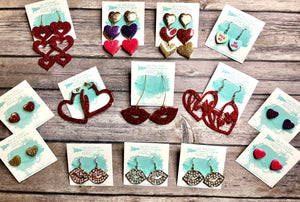 Valentines Day Glitter Hearts Lips Hoops and More!