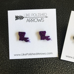 Glitter Resin Louisiana Stud Earrings