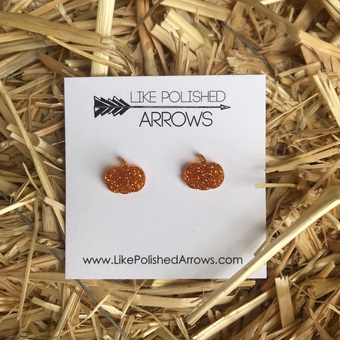 Fall Glitter Resin Pumpkin Dangle or Stud Earrings