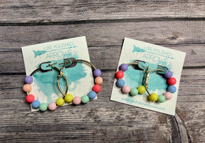 Summer multicolor gumball hoop earrings