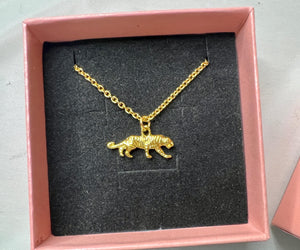 Gold-plated Tiger Pendant Necklace